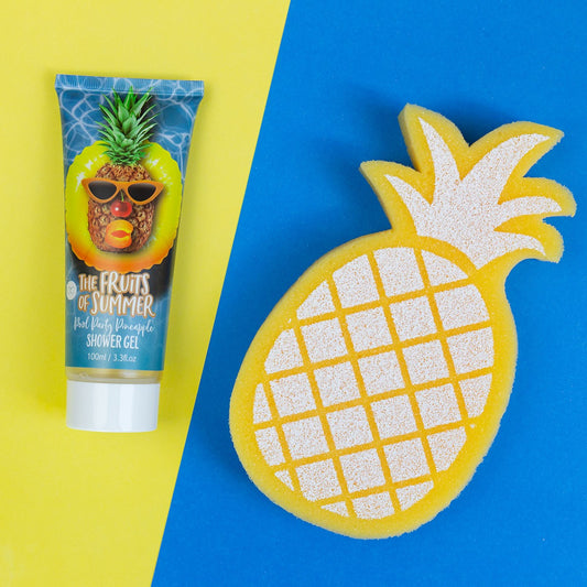 Bath set with 100ml shower gel & pineapple sponge, Fruits of Summer - Accentra