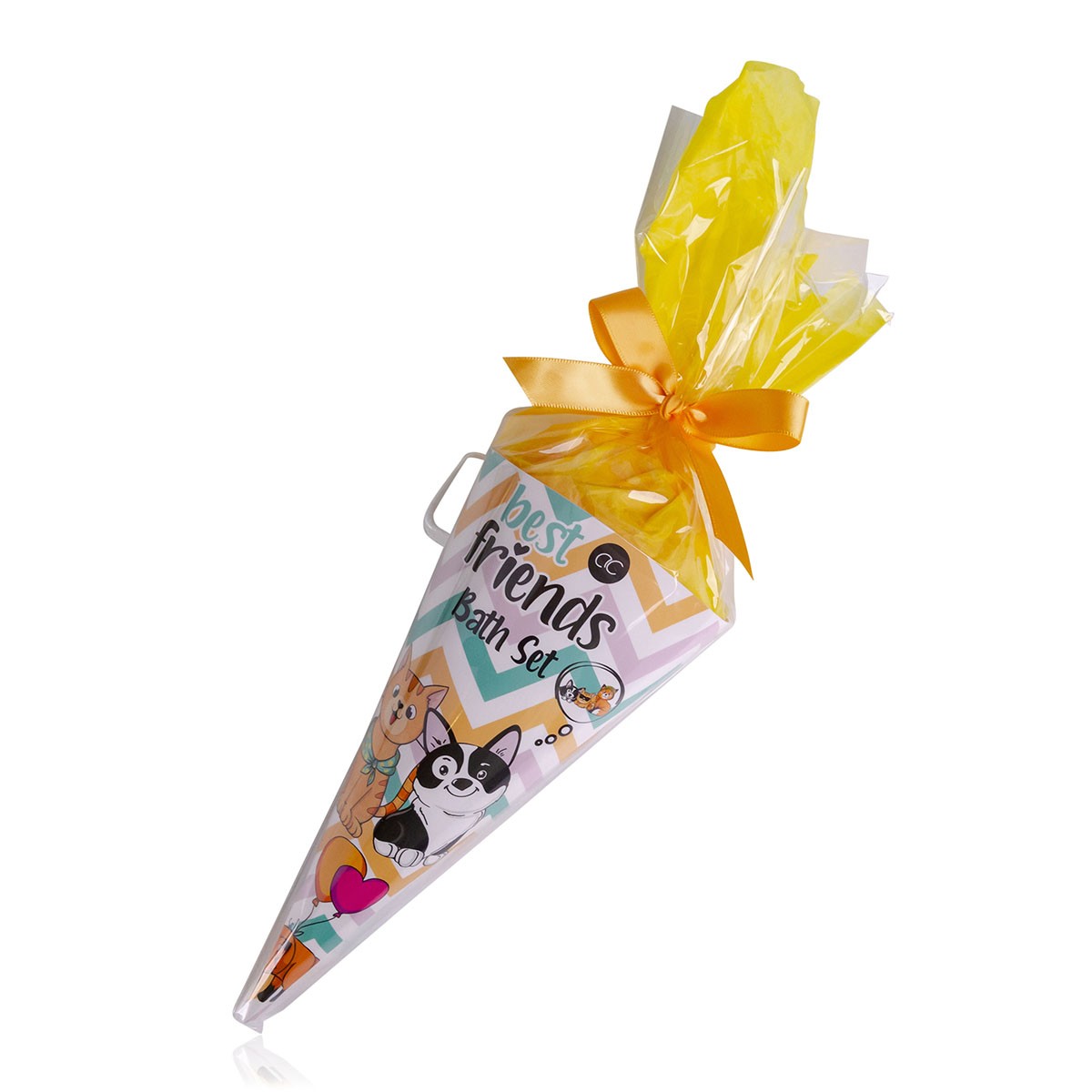 Cone with 60ml bubble bath, 60g bath fizzer & sponge, Best Friends - Accentra