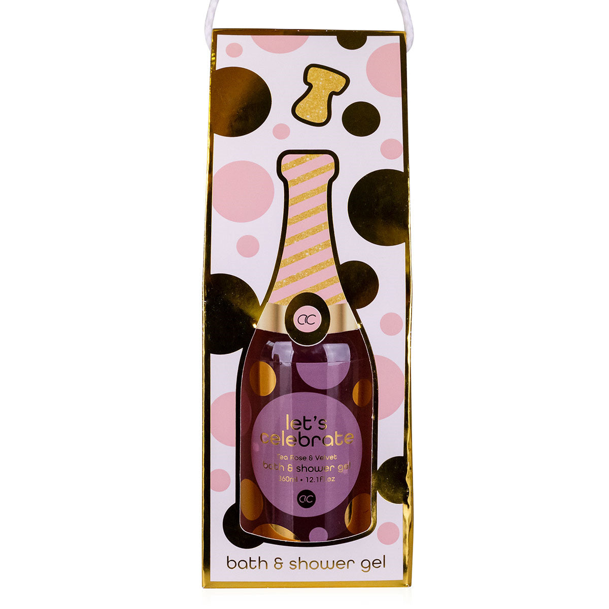 Shower gel 360ml in polka dot champagne packaging, Let's celebrate - Accentra