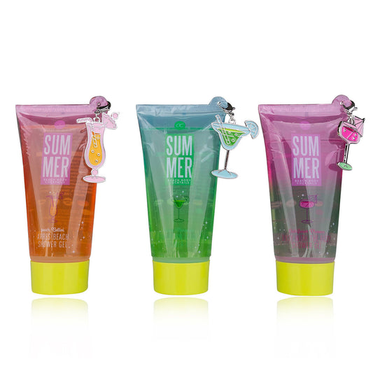 Shower gel 60ml in 3 colors with a cocktail charm, Summer Coctails - Accentra