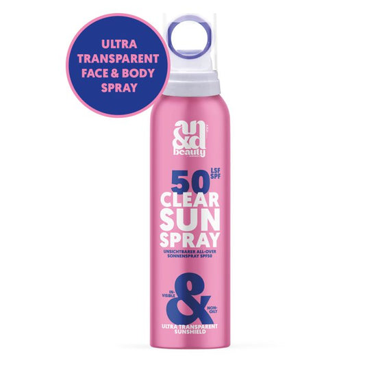 Transparent sunscreen spray mist for face & body with SPF 50, 100mL - AND beauty