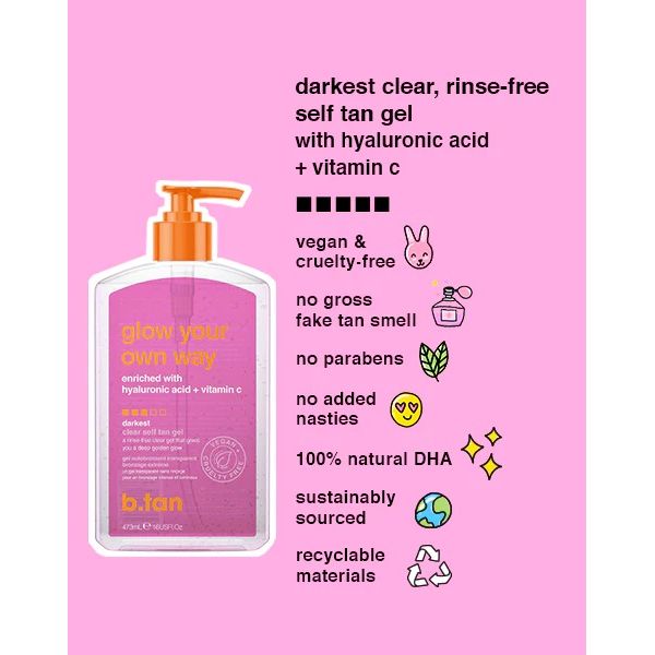 Glow your own way 437ml, Διαφανές Self tan gel κανονικής έντασης μαυρίσματος - BTan