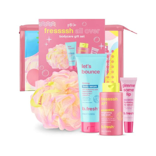 Fressssh all over travel gift set with body serum, body wash, lip serum & sponge - BFresh