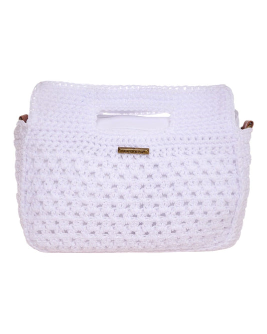 Ψάθινη Τσάντα χειρός σε λευκό χρώμα CN2419