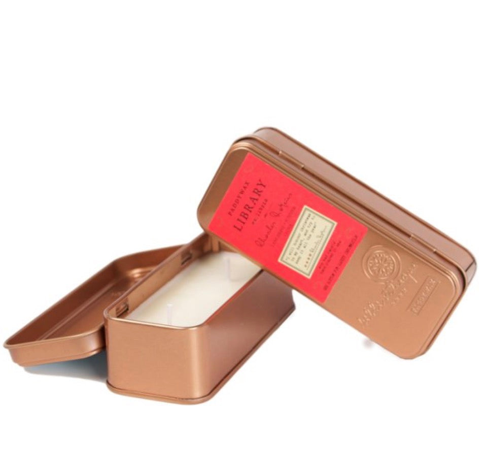 Charles Dickens- 2 Wick Rectangle Tin Candle 100% Κερί σόγιας
Vegan & Cruelty Free
Χωρίς φορμαλδεΰδη ή φθαλικές ενώσεις
Αρωματισμένο με φυτικά έλαια
100% Βαμβακερό φυτίλι
Επαναχρησιμοποιήσιμο δοχείο