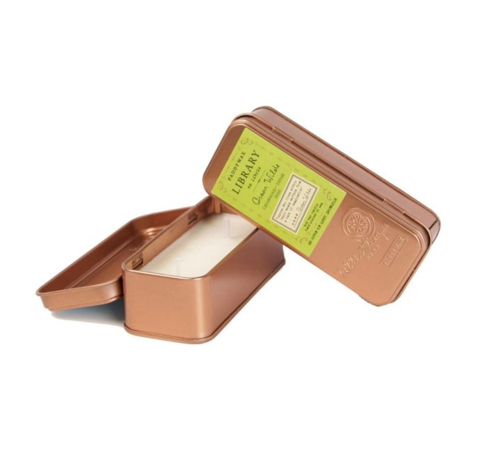 Oscar Wide -2 Wick Rectangle Tin Candle 100% Κερί σόγιας
Vegan & Cruelty Free
Χωρίς φορμαλδεΰδη ή φθαλικές ενώσεις
Αρωματισμένο με φυτικά έλαια
100% Βαμβακερό φυτίλι
Επαναχρησιμοποιήσιμο δοχείο