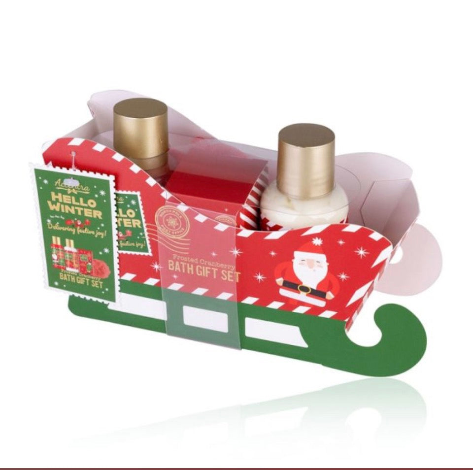 Bath set με αφρόλουτρο 100ml, λοσιόν σώματος 100ml & bath salt σε έλκηθρο, Hello Winter - Accentra