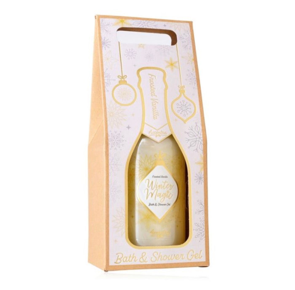 Αφρόλουτρο Frosted Vanilla 180ml σε συσκευασία που θυμίζει σαμπάνια, Winter Magic - Accentra