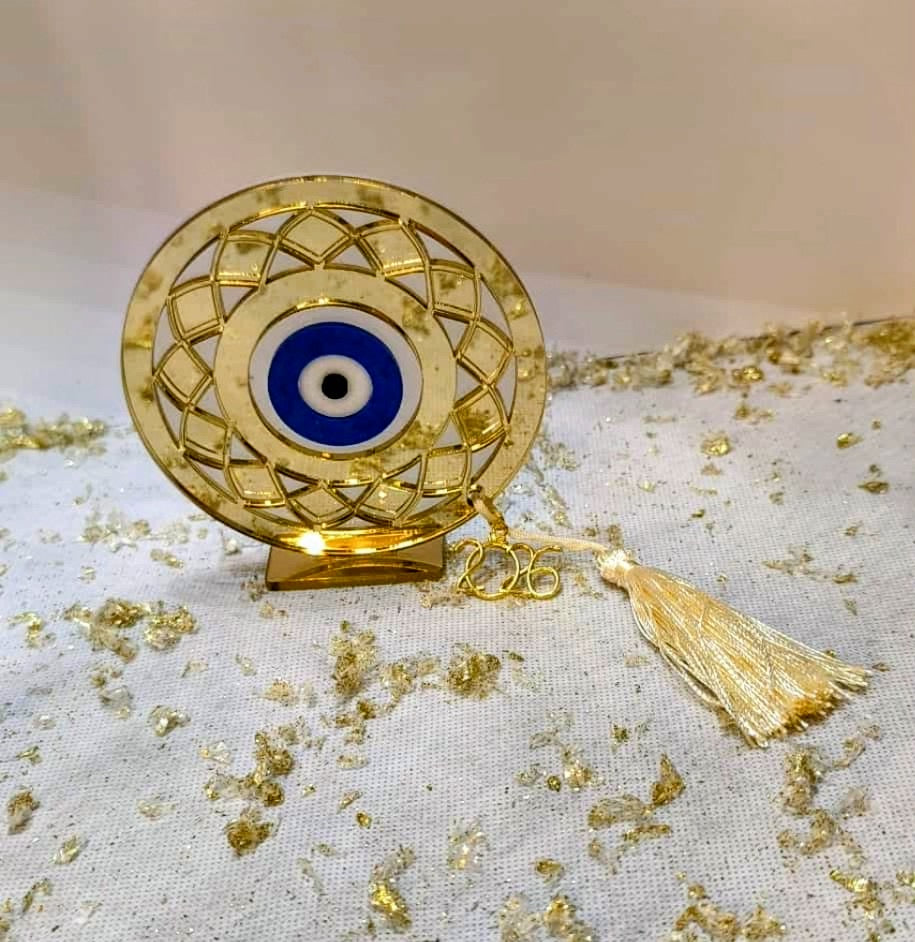 Γούρι σκαλιστό στρογγυλό χρυσό