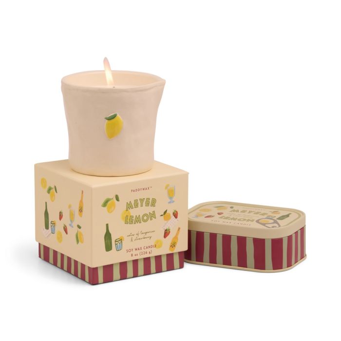 Meyer Lemon Herbal Candle 226gr in ceramic container, Bistro Lemon - Paddywax