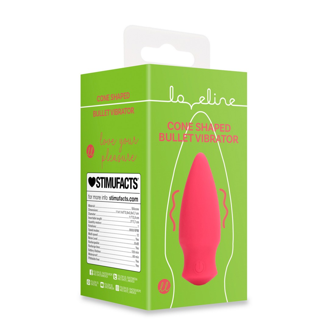 Bullet vibrator with conical shape, Blushing Red - Shots