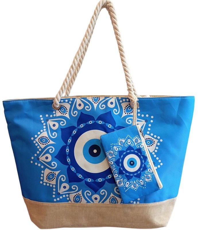 Τσάντα Θαλάσσης Bag to Bag Υφασμάτινη (Καραβόπανο) μπλέ Μάτι