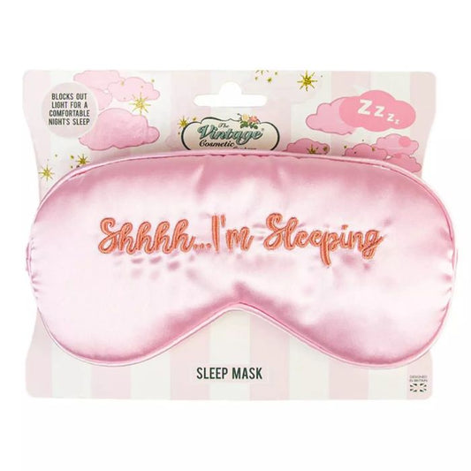 Pink satin sleep mask, Shh I'm Sleeping - By Upper Canada