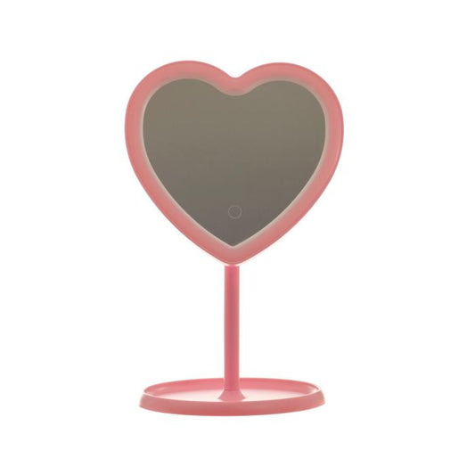 Pink Heart-shaped LED Lighted Mirror - By Upper Canada