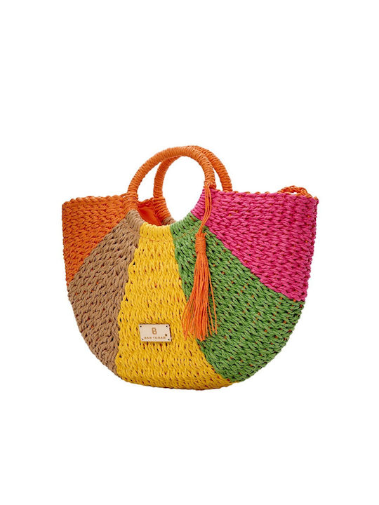 Bag to Bag Ψάθινη Ψάθινη Γυναικεία Τσάντα Χειρός Πορτοκαλί