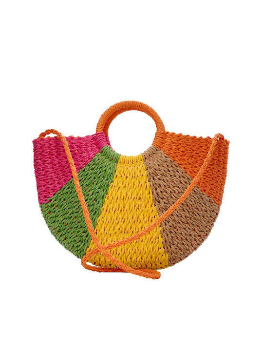 Bag to Bag Ψάθινη Ψάθινη Γυναικεία Τσάντα Χειρός Πορτοκαλί