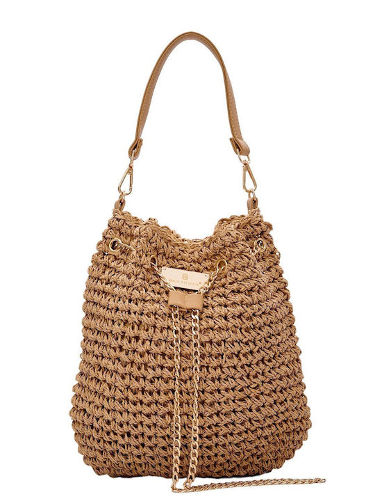 Bag to Bag Straw Straw Women's Shoulder Bag Beige