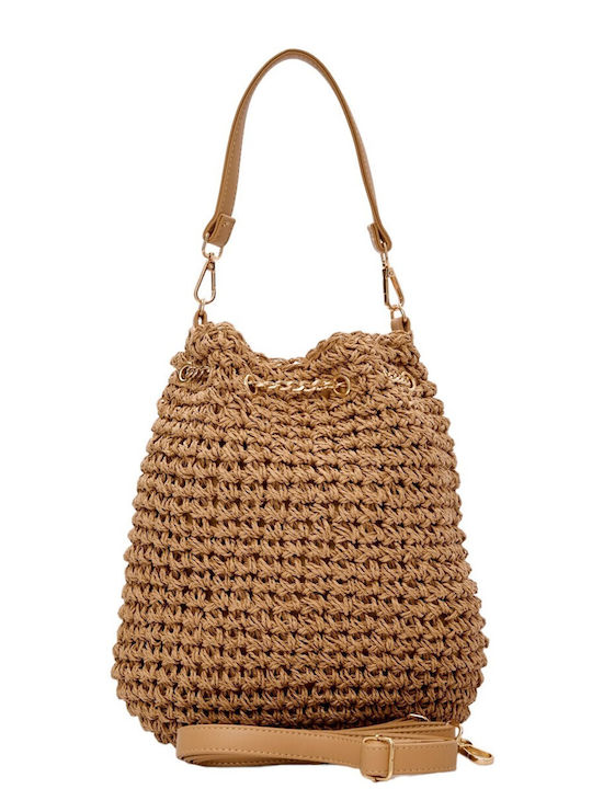 Bag to Bag Straw Straw Women's Shoulder Bag Beige