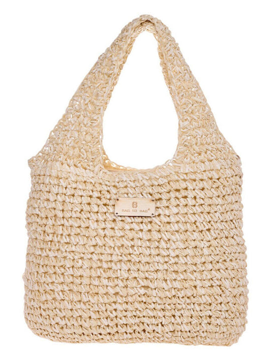 Ψάθινη Τσάντα χειρός σε λευκό χρώμα - CN25015