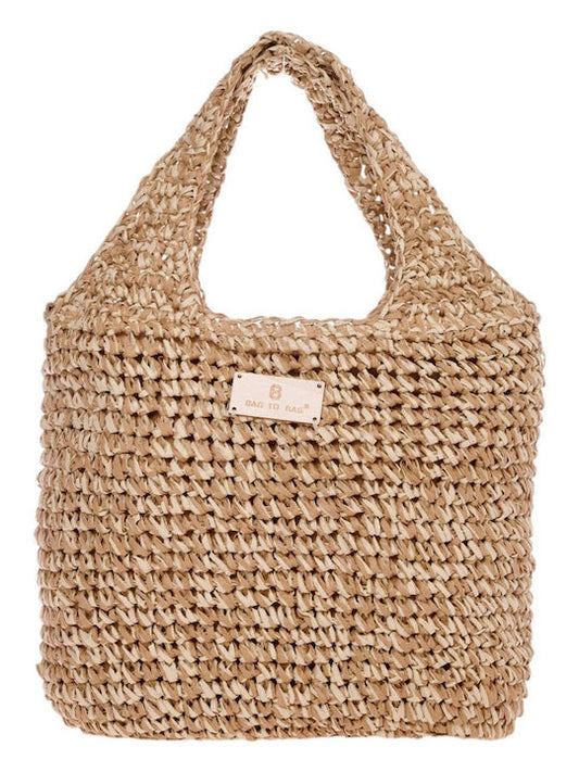 Ψάθινη Τσάντα χειρός σε μπεζ χρώμα - CN25015
