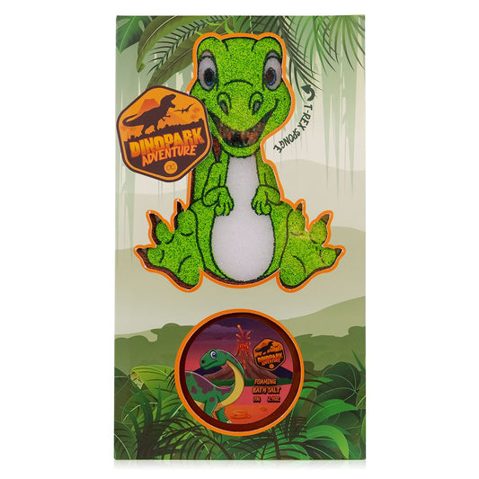 Bath set with foaming salts 70g &amp; T-Rex sponge, Dinopark - Accentra