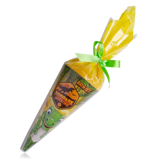 Cone with 60ml bubble bath, 50g bath fizzer &amp; sponge, Dinopark - Accentra