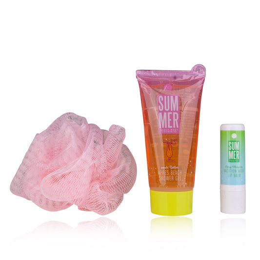Waterproof bag 2L with 60ml shower gel, 30ml hand cream &amp; sponge, Summer Coctails - Accentra