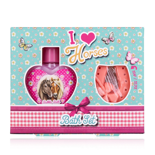 Bath set with 80ml bubble bath &amp; 20gr soap, I love horses - Accentra