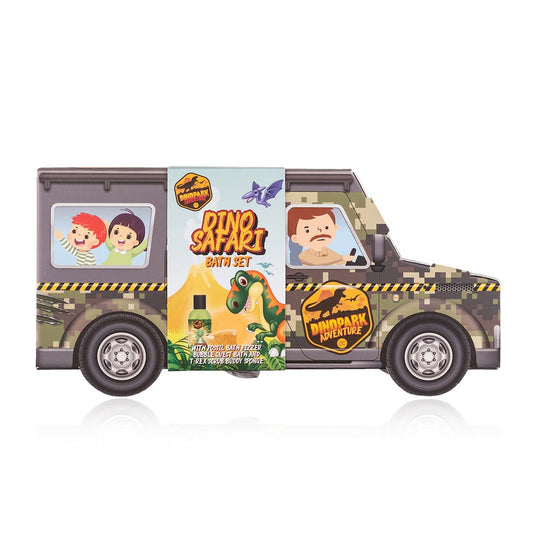 Bath set in SUV box with 150ml shower gel, bath fizzer &amp; sponge, Dinopark - Accentra