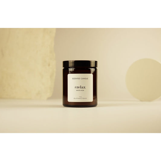 White Musk Herbal scented candle with lid 135gr, Relax - The Olphactor