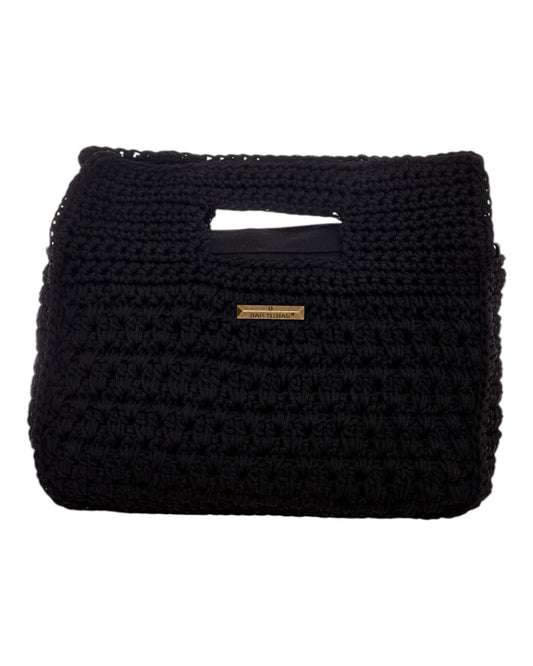 Ψάθινη Τσάντα χειρός σε μαύρο χρώμα - CN2419