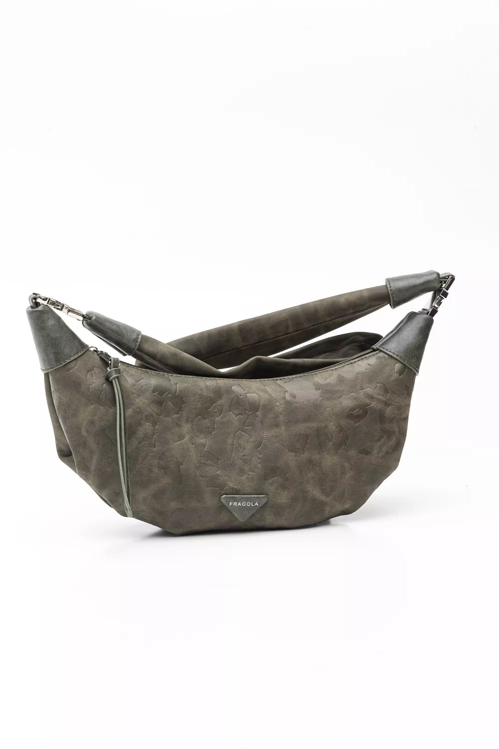Χιαστί τσάντα croissant με print ΛΑΔΙ/DARK OLIVE