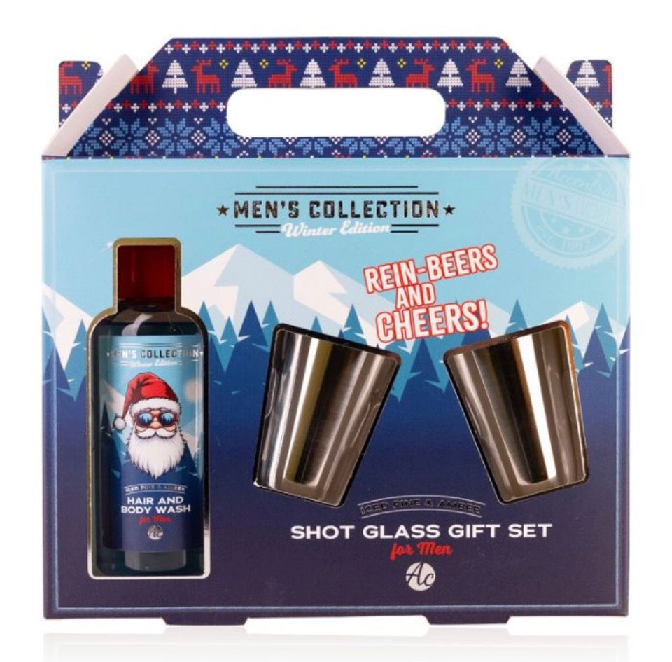 Γιορτινό Ανδρικό σετ περιποίησης με αφρόλουτρο 100ml & 2 σφηνοπότηρα, Men's Collection - Accentra