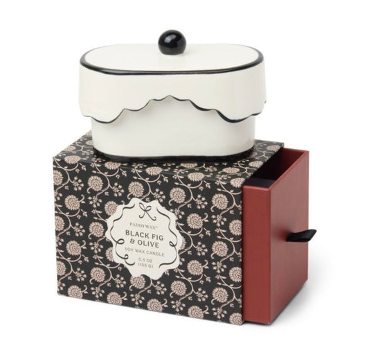 Black Fig & Olive Φυτικό Κερί 155gr σε κεραμικό δοχείο, Cherie - Paddywax