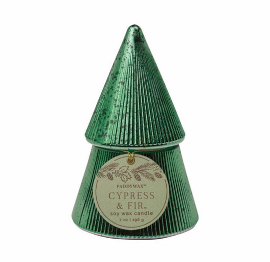 Γυάλινο Κερί σε πράσινο δεντράκι, Cypress & Fir 198gr - Paddywax