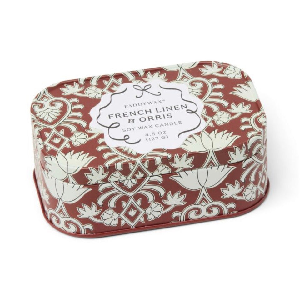 French Linen & Orris Φυτικό Κερί 127gr σε μεταλλικό δοχείο-κονσέρβα, Cherie - Paddywax