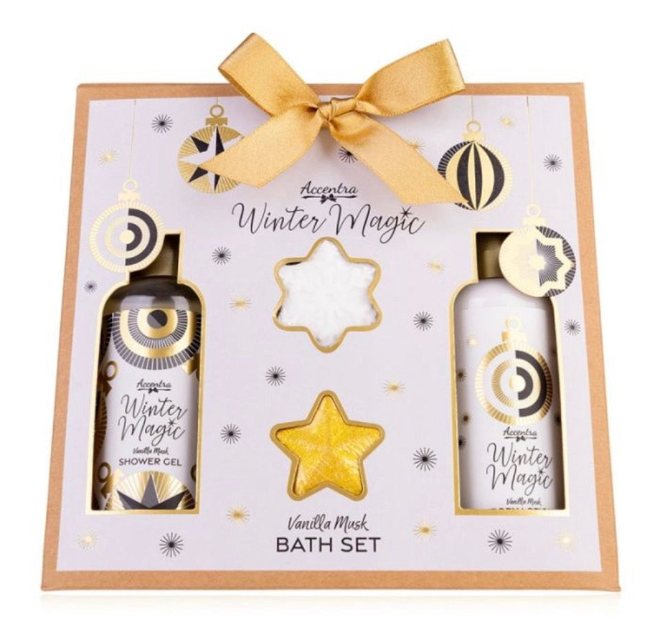 Χριστουγεννιάτικο σετ με αφρόλουτρο Vanilla 100ml,body lotion 100ml & 2 bath fizzer, Winter magic
