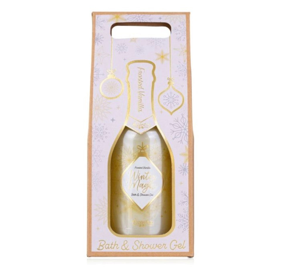 Αφρόλουτρο Frosted Vanilla 180ml σε συσκευασία που θυμίζει σαμπάνια, Winter Magic - Accentra