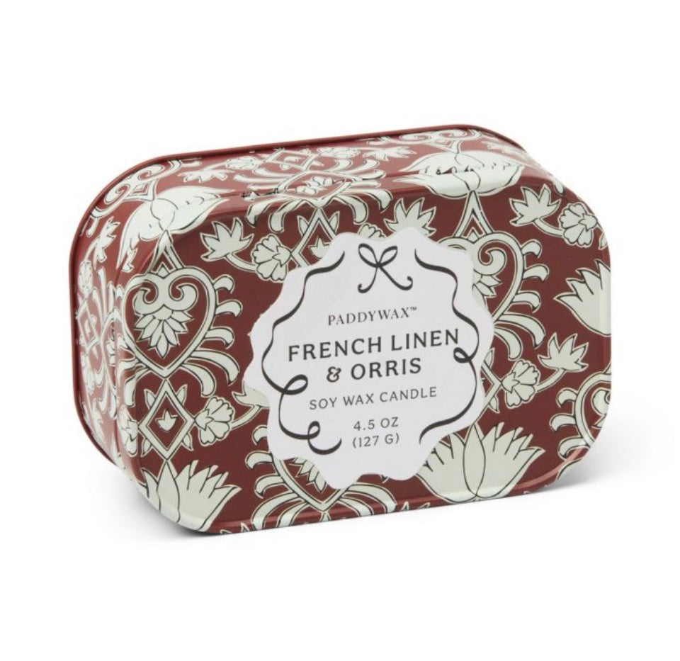 French Linen & Orris Φυτικό Κερί 127gr σε μεταλλικό δοχείο-κονσέρβα, Cherie - Paddywax