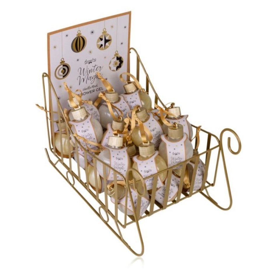 Mini Στολίδια με Shower gel 60ml σε μεταλλικό έλκηθρο, Winter Magic - Accentra