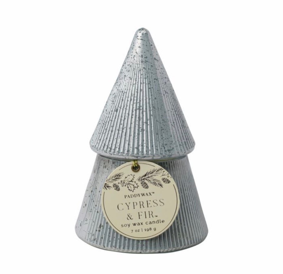 Γυάλινο Κερί σε λευκό δεντράκι, Cypress & Fir 198gr - Paddywax