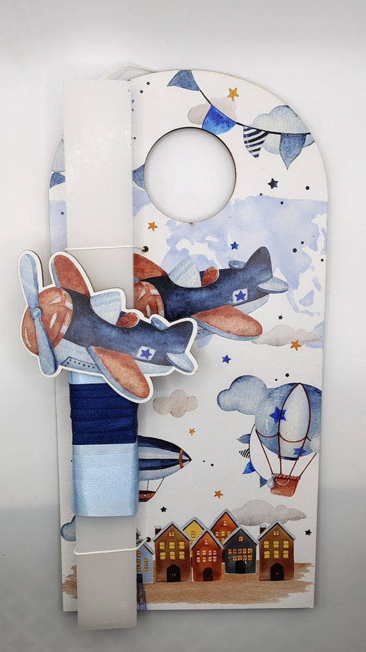 Θεματική λαμπάδα με ξύλινη πλάτη