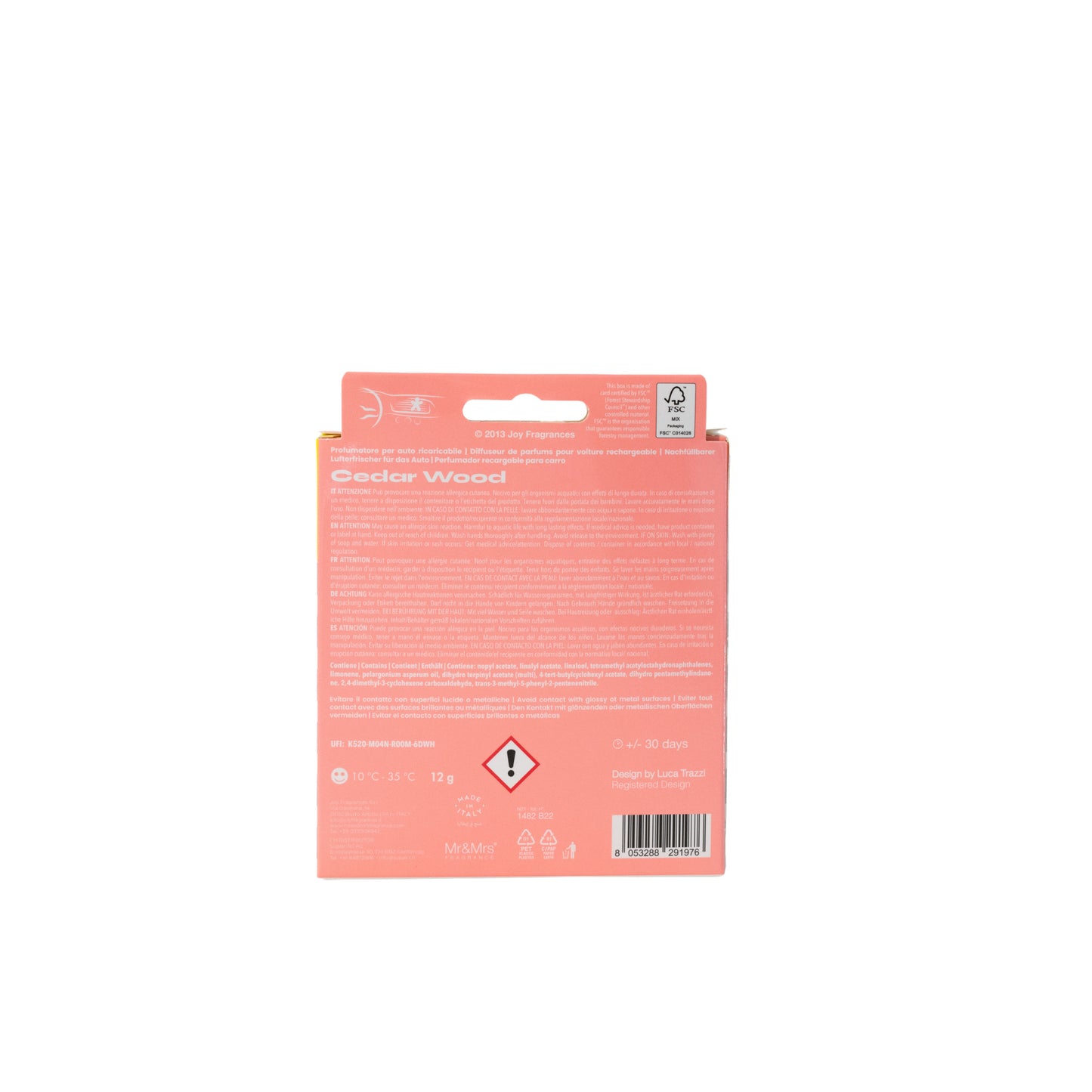 Car air freshener with refill Niki Pink Gold, Cedar Wood - Mr&amp;Mrs Fragrance