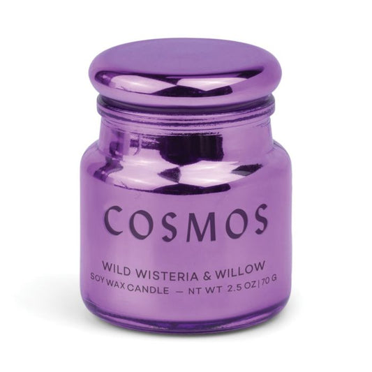 Wisteria Willow Herbal Candle 70gr in purple glass jar with lid, Chroma - Paddywax