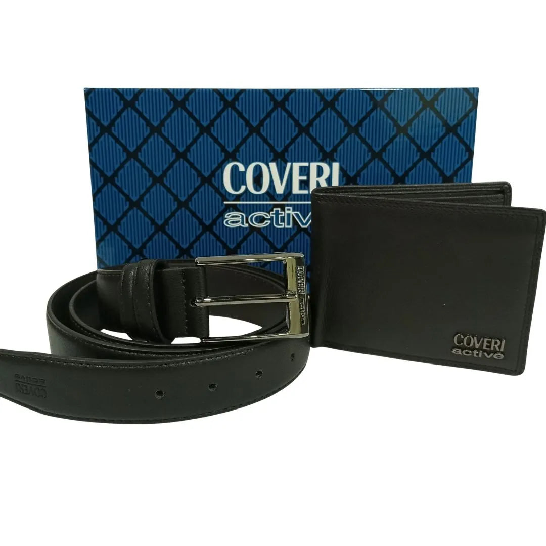Σετ Δώρου Coveri δερμάτινο πορτοφόλι Coveri και μια ζώνη Coveri Γνήσιο Δέρμα Μαύρο.