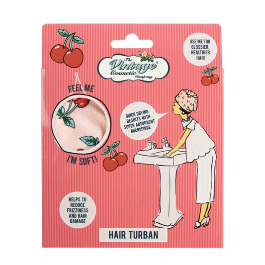 Absorbent pink hair drying turban 16.5*12cm, Cherry Print - By Upper Canada