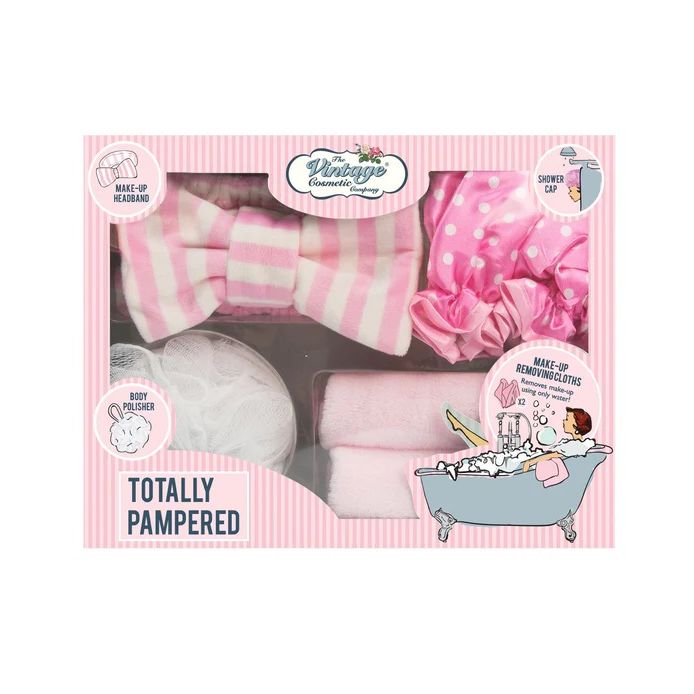Ροζ Spa Gift Set με headband, Shower Cap, σφουγγάρι και πανάκια ντεμακιγιάζ - By Upper Canada