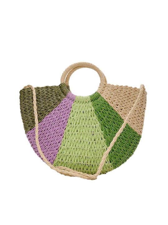 Bag to Bag Ψάθινη Ψάθινη Γυναικεία Τσάντα Χειρός Μωβ